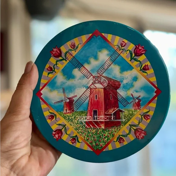 Colorful Windmill Design Storage Tin - Picture 3 of 7